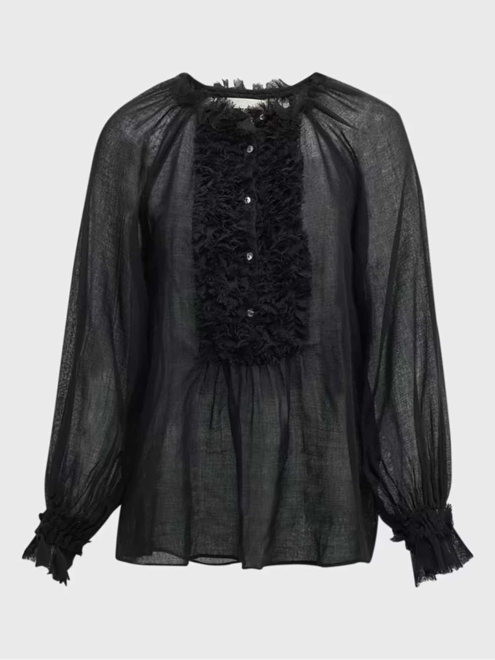 Ulla Johnson Bardot Sheer Wool Gauze Poet Blouse